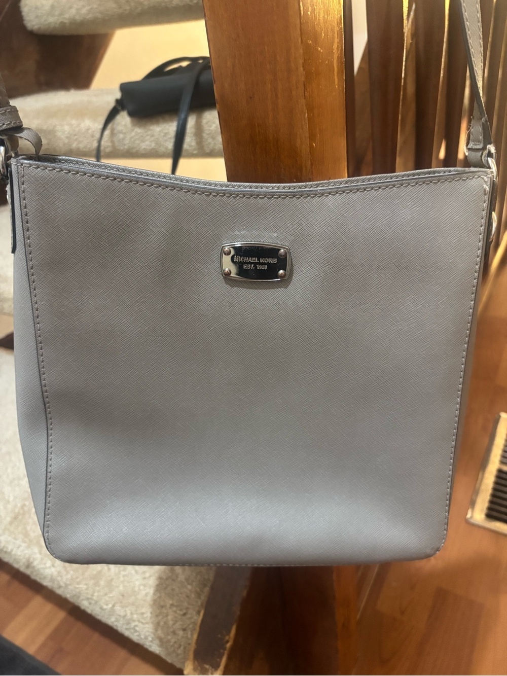 Michael Kors Light Gray Saffiano Crossbody Bag